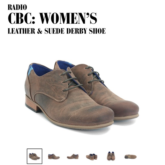 Fluevog Radio CBC Leather & Suede Derby Shoe in Brown Leather - Picture 9 of 11